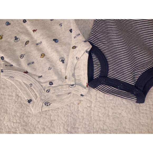 Carter’s Baby Boy Bodysuits 3M Lot of 2 – Cute Sayings & Stripes - Picture 10 of 10